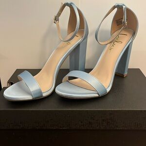NEVER BEEN WORN! Taylor Baby Blue Satin Ankle Strap Heels